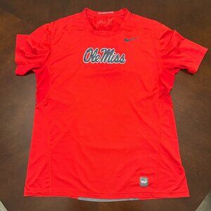 Team Issued Nike Red Dry Fit Ole Miss  XL Tshirt